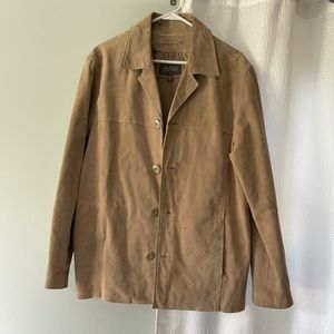 Wilsons Leather dark academia Tan Suede Button front western Blazer Jacket